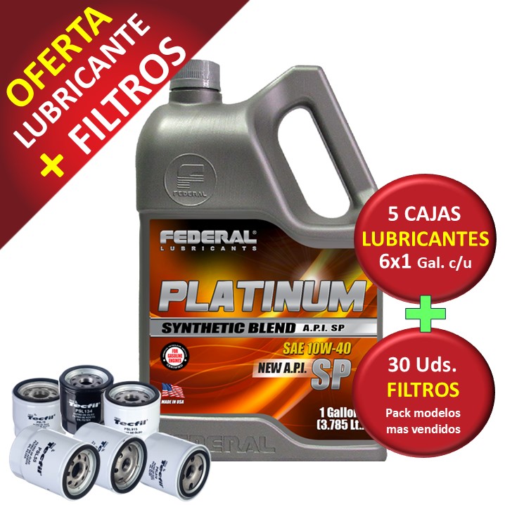 Promo 5 Cajas 6X1GL Federal Platinum 5W30 + 30 Filtros TECFIL