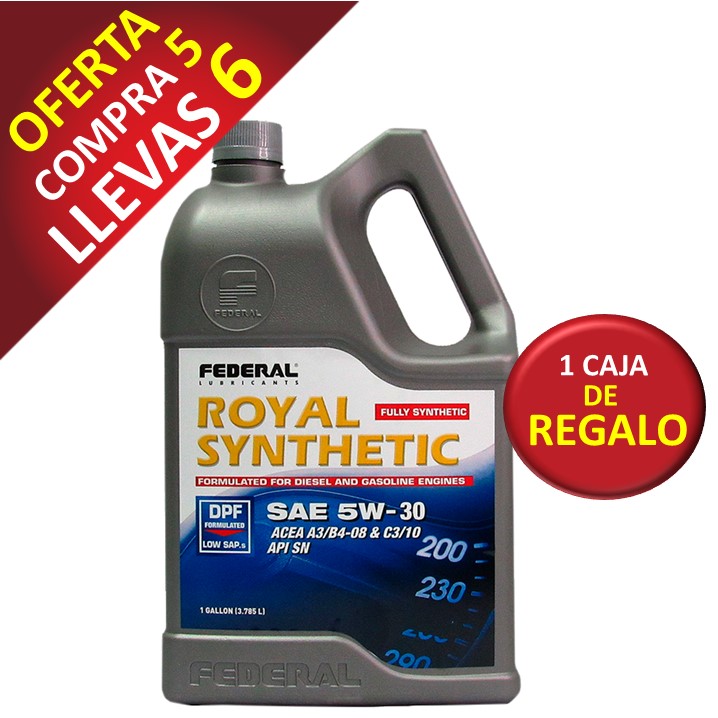 Promo Federal Royal 5w30 (DPF) 5+1 Cajas (6X1GL) 