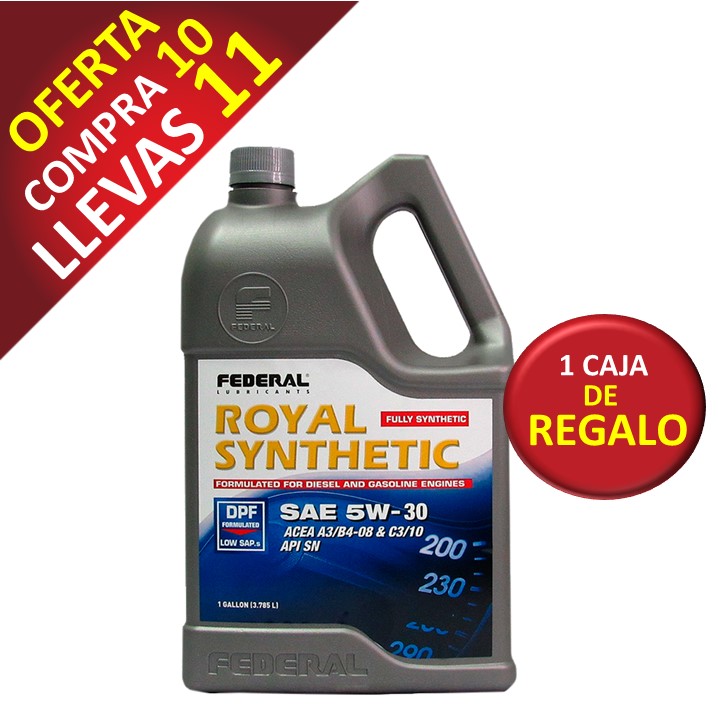 Promo Federal Royal 5w30 (DPF) 10+1 Cajas (6X1GL) 
