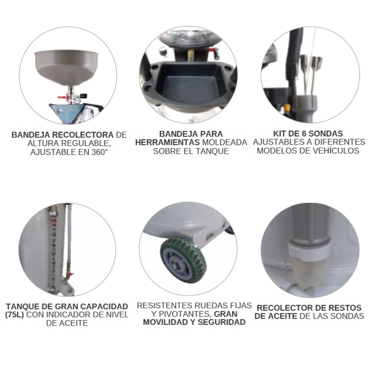 WASTE OIL DRAINER/EXTRACTOR - RECUPERADOR DE ACEITE GRAVEDAD Y SUCCION OD8532