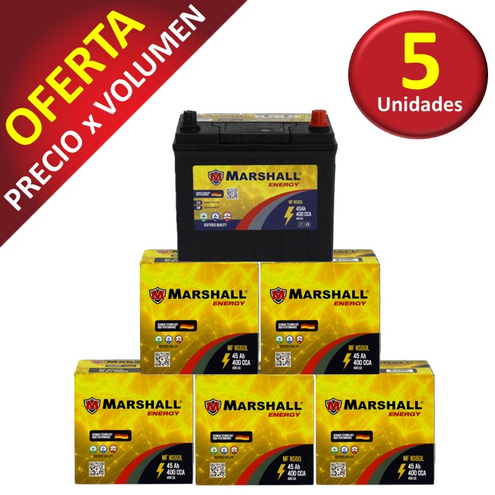 PROMOx5 BAT. MFNS60L CLASE 8,UN 2794 / 45 Ah 400 CCA