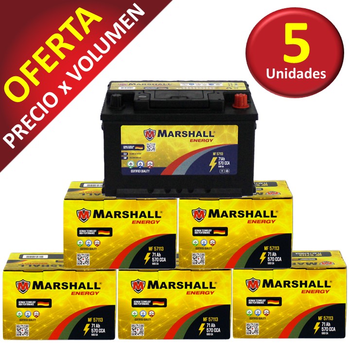 PROMOx5 BATERIA MF57113 CLASE 8, UN 2794 - 71 Ah, 570 CCA