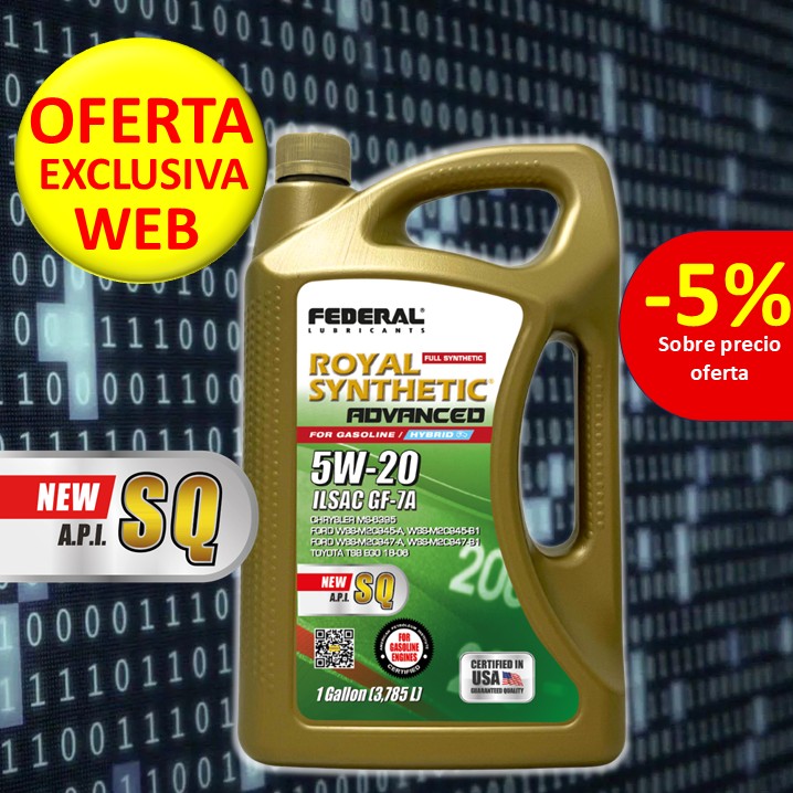 FEDERAL ROYAL SYNTHETIC ADVANCED 5W20  SQ CAJA 3X1 GL 